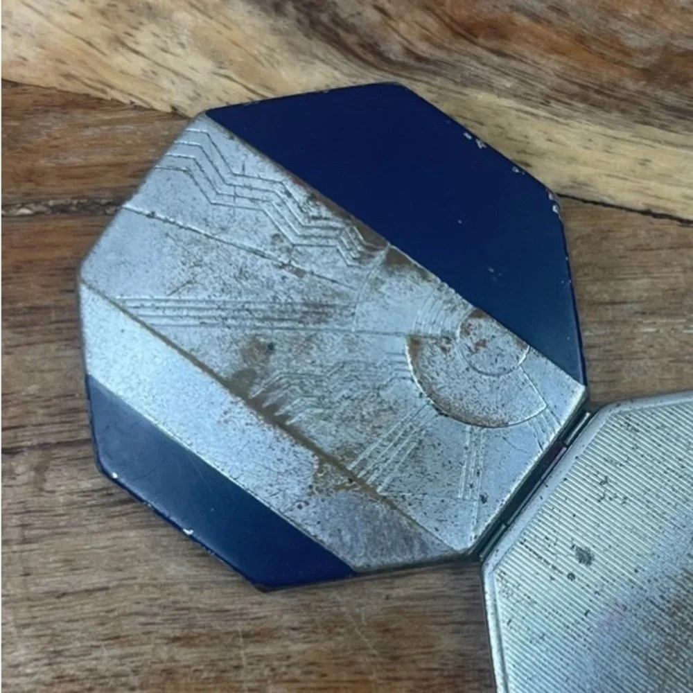 Vintage l 30s Bourjois Art Deco Octagon Flapper Depression Powder Mirror Compact